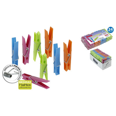 Pinza Plástico Inox 24 uds