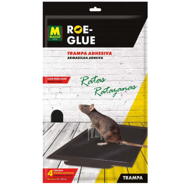 Roe-Glue Trampa Adhesiva Ratas 21 x 35 cm Blíster 4 uds