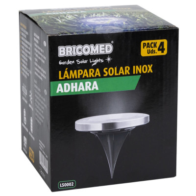 Lámpara Solar Inox Suelo Adhara Pack 4 uds