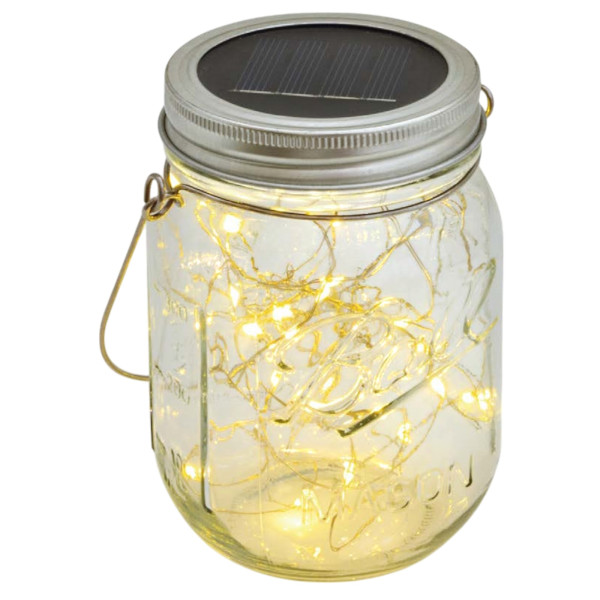 Tarro Cristal Decor 20 Leds Solar